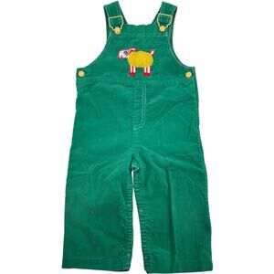 Vintage‎ 70s Baby Toddler 24 Months Green Corduroy Carter's Sheep Bibs Overalls